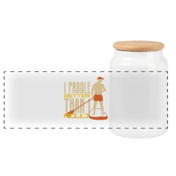 Santorini - Panoramic Cookie Jar with Wooden Lid - white - Front