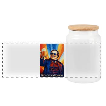 Gioachino Rossini - Panorama Keksdose mit Holzdeckel - Weiß - Vorne