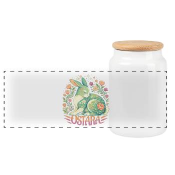 Bénédictions d’Ostara Joyeuses Pâques Lapin Ostara - Boîte à biscuits avec couvercle en bois - blanc - Devant