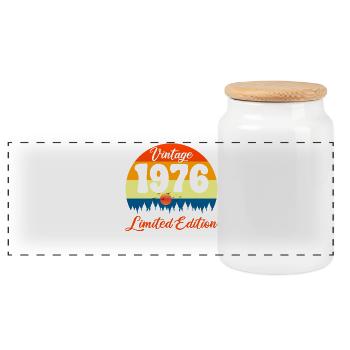 50 Year Anniversary Gift 1976 Anniversary - Panoramic Cookie Jar with Wooden Lid - white - Front