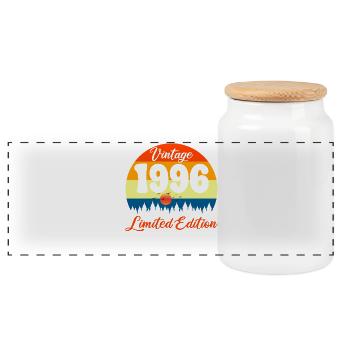 30 Year Anniversary Gift 1996 Anniversary - Panoramic Cookie Jar with Wooden Lid - white - Front