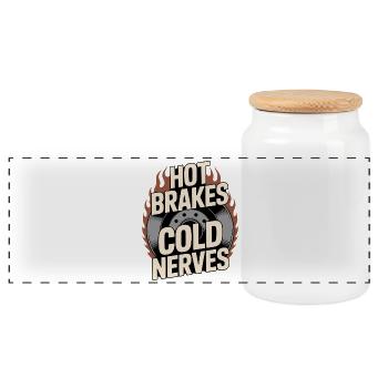 Autocross de piste de la Journée de la Piste Poussière de Frein HPDE - Boîte à biscuits avec couvercle en bois - blanc - Devant