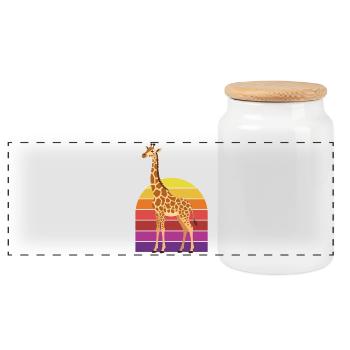 Retro Giraffe Vintage Sunset - Panoramic Cookie Jar with Wooden Lid - white - Front