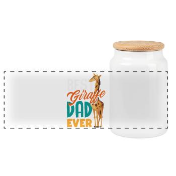 Meilleur papa girafe de tous les temps pour la fête des pères - Boîte à biscuits avec couvercle en bois - blanc - Devant