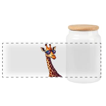 Patriotic Giraffe USA Glasses - Panoramic Cookie Jar with Wooden Lid - white - Front