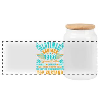 60th Birthday 60 Years Decoration 1965 Gift Funny - Panoramic Cookie Jar with Wooden Lid - white - Front
