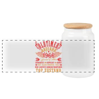 60th Birthday 60 Years Decoration 1965 Gift Funny - Panoramic Cookie Jar with Wooden Lid - white - Front