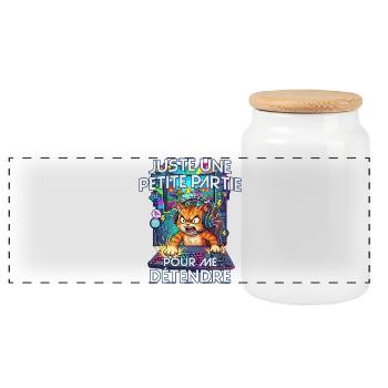 Gamer humour jeux vidéo console gaming chat énervé - Boîte à biscuits avec couvercle en bois - blanc - Devant