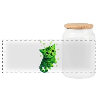 Alien Cat - Boîte à biscuits avec couvercle en bois - blanc - Devant