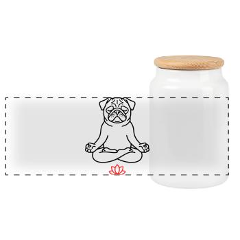 Livre de coloriage zen Pug Dog - Boîte à biscuits avec couvercle en bois - blanc - Devant