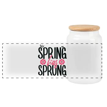 Spring Has Sprung Pagan Spring March Equinox - Panoramic Cookie Jar with Wooden Lid - white - Front