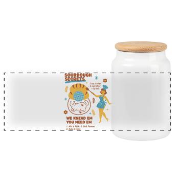 Sourdough Secrets Bread Baking Baker Sourdough - Panoramic Cookie Jar with Wooden Lid - white - Front