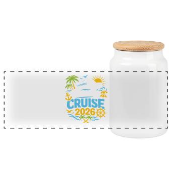 Croisière en famille 2026 - Boîte à biscuits avec couvercle en bois - blanc - Devant