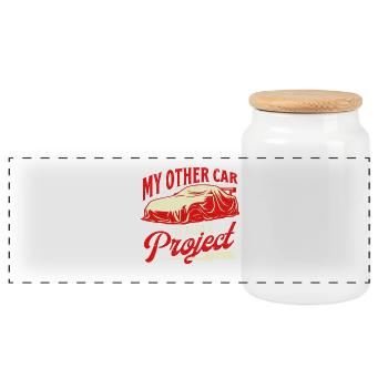 My Other Car Also Project JDM Racing - Panoramic Cookie Jar with Wooden Lid - white - Front