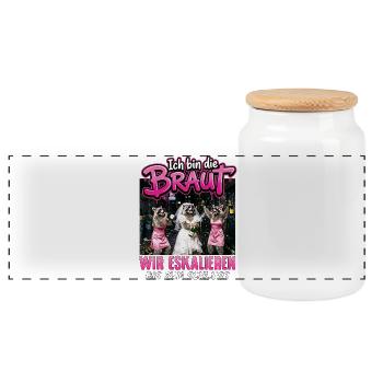 Bachelor Party T-Shirt Bridal Bachelor Party Women - Panoramic Cookie Jar with Wooden Lid - white - Front