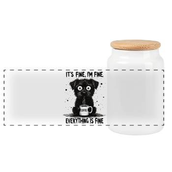 Its Fine Im Fine Kaffee Hund Humor - Panorama Keksdose mit Holzdeckel - Weiß - Vorne
