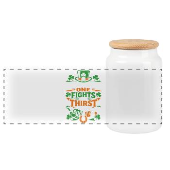 Another one fights the thirst | St Patrick's Day - Panoramic Cookie Jar with Wooden Lid - white - Front