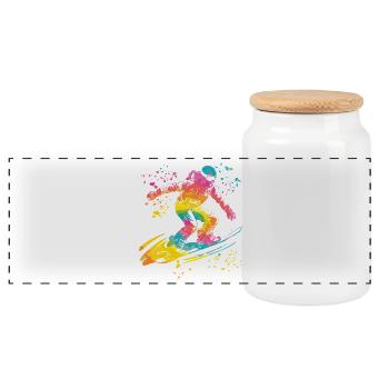 Snowboarder Snowboarding Snowboard - Panorama Keksdose mit Holzdeckel - Weiß - Vorne