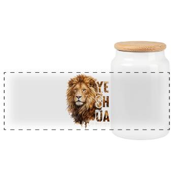 Lion de Juda Yeshua fils de Yahweh Christian - Boîte à biscuits avec couvercle en bois - blanc - Devant