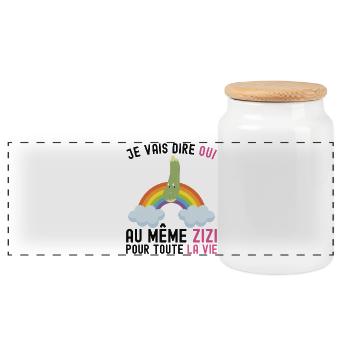 Future bride bachelorette party the same zizi for life - Panoramic Cookie Jar with Wooden Lid - white - Front