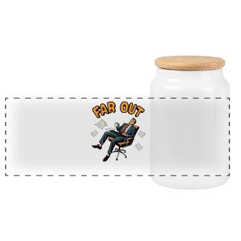Motivational Sayings for Office Workers Daydreamers - Panoramic Cookie Jar with Wooden Lid - white - Front