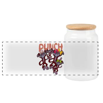 Punch - Panoramic Cookie Jar with Wooden Lid - white - Front