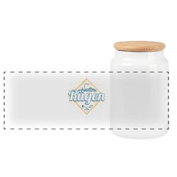 Souvenir vintage de Rügen avec un design de l’île Starfish - Boîte à biscuits avec couvercle en bois - blanc - Devant