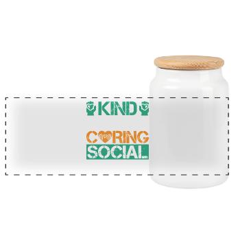 Social Worker Quota Kind Loving Caring Social Work - Panoramic Cookie Jar with Wooden Lid - white - Front
