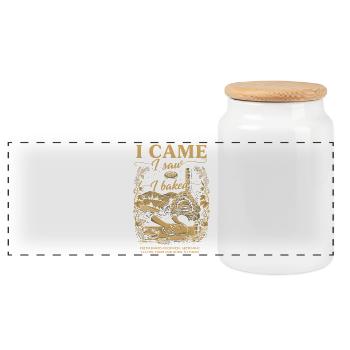 Sauerteigbrot-Backer Ich bin gekommen, ich habe gesehen, ich habe gebacken - Panorama Keksdose mit Holzdeckel - Weiß - Vorne