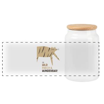 Sei wild French & Wunderbar Katze - Panorama Keksdose mit Holzdeckel - Weiß - Vorne