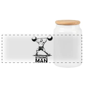 Illustration de l’haltérophilie Oldschool Strongman - Boîte à biscuits avec couvercle en bois - blanc - Devant
