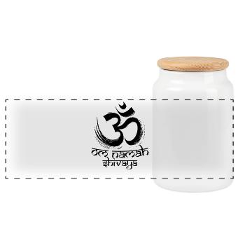 Om Namah Shivaya Mantra Méditation Yoga - Boîte à biscuits avec couvercle en bois - blanc - Devant