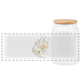 Vinyl Collectible Record Collector Vinyl Records Bicycle - Panoramic Cookie Jar with Wooden Lid - white - Front