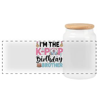 Je suis le frère d’anniversaire K-Pop - Boîte à biscuits avec couvercle en bois - blanc - Devant