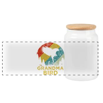 Mama Bird Retro 70s Mothers Day Shirt - Panoramic Cookie Jar with Wooden Lid - white - Front