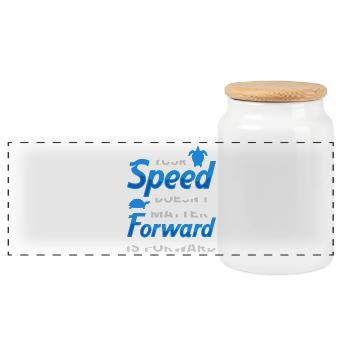 Forward is Forward Motivational Turtle Quote Art - Panorama Keksdose mit Holzdeckel - Weiß - Vorne