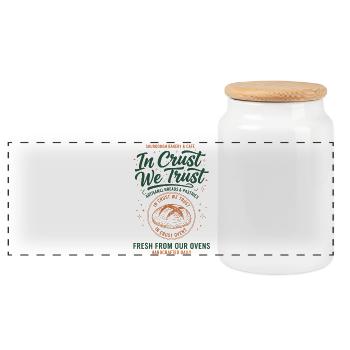 sourdough In Crust We Trust bread baking baker - Panoramic Cookie Jar with Wooden Lid - white - Front