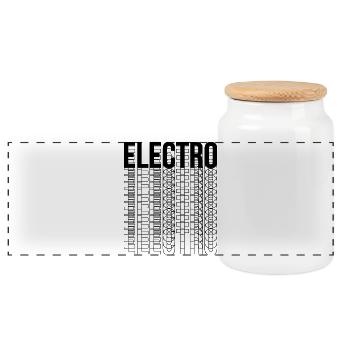 Electro music typography logo design - Panoramic Cookie Jar with Wooden Lid - white - Front