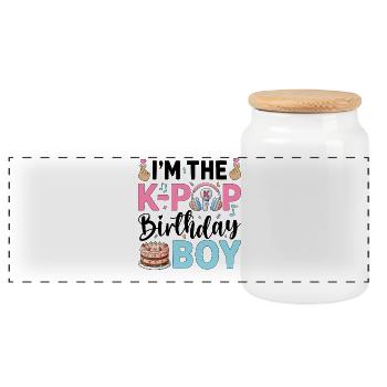 I'm The K-Pop Birthday Boy - Panoramic Cookie Jar with Wooden Lid - white - Front