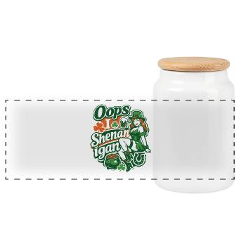 Oops I Shenan-igan Leprechaun St Patrick Girl - Panorama Keksdose mit Holzdeckel - Weiß - Vorne