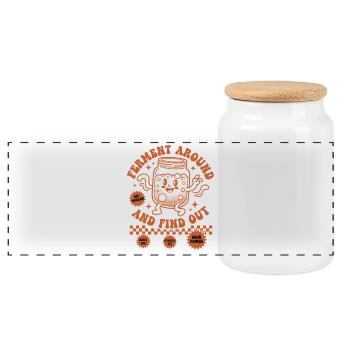 sourdough Ferment Around And Find Out Bread Baking - Panoramic Cookie Jar with Wooden Lid - white - Front