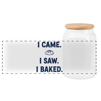 Je suis venu, j’ai vu que j’avais fait du pain au levain en train de faire du pain au levain - Boîte à biscuits avec couvercle en bois - blanc - Devant