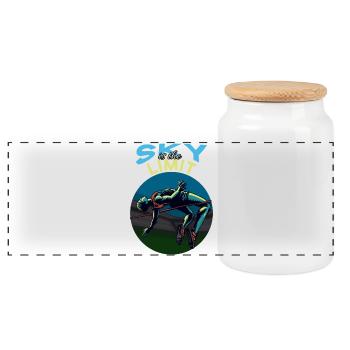 High jump: Sky is the limit! - Panoramic Cookie Jar with Wooden Lid - white - Front