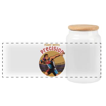 Lancer du poids : puissance rencontrée précision - Boîte à biscuits avec couvercle en bois - blanc - Devant