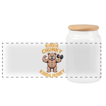 Cadeau de la blague de fitness Gym Bear Chunky Hunky Hunky Dicts de Fitness - Boîte à biscuits avec couvercle en bois - blanc - Devant