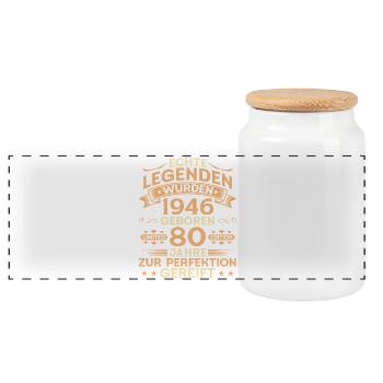 80e anniversaire cadeau de la légende vintage 1946 - Boîte à biscuits avec couvercle en bois - blanc - Devant