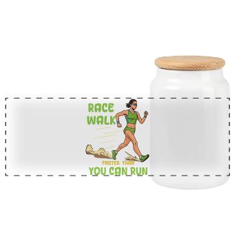 Marche (Compétition) : Plus rapide que tu ne peux courir ! - Boîte à biscuits avec couvercle en bois - blanc - Devant