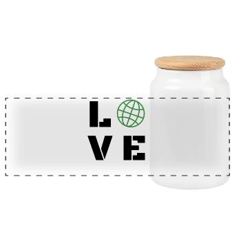 Love Earth Day Ecology Green Globe Planet Art - Panorama Keksdose mit Holzdeckel - Weiß - Vorne