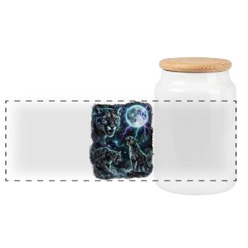 Vintage Wildkatze Mond Blitz Retro Wildlife Tiere - Panorama Keksdose mit Holzdeckel - Weiß - Vorne