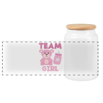 Fête de révélation de sexe de l’équipe Girls Ours Rose - Boîte à biscuits avec couvercle en bois - blanc - Devant